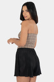 Blusa strapless a cuadros