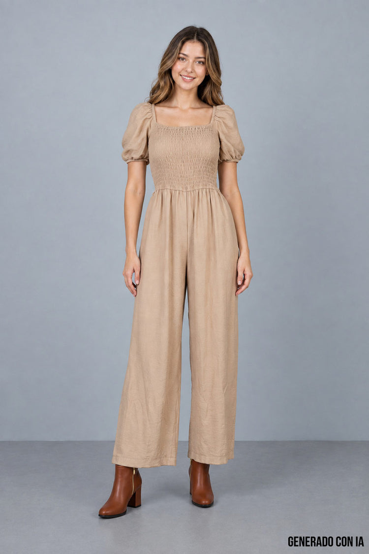 Jumpsuit manga abullonada enresortado