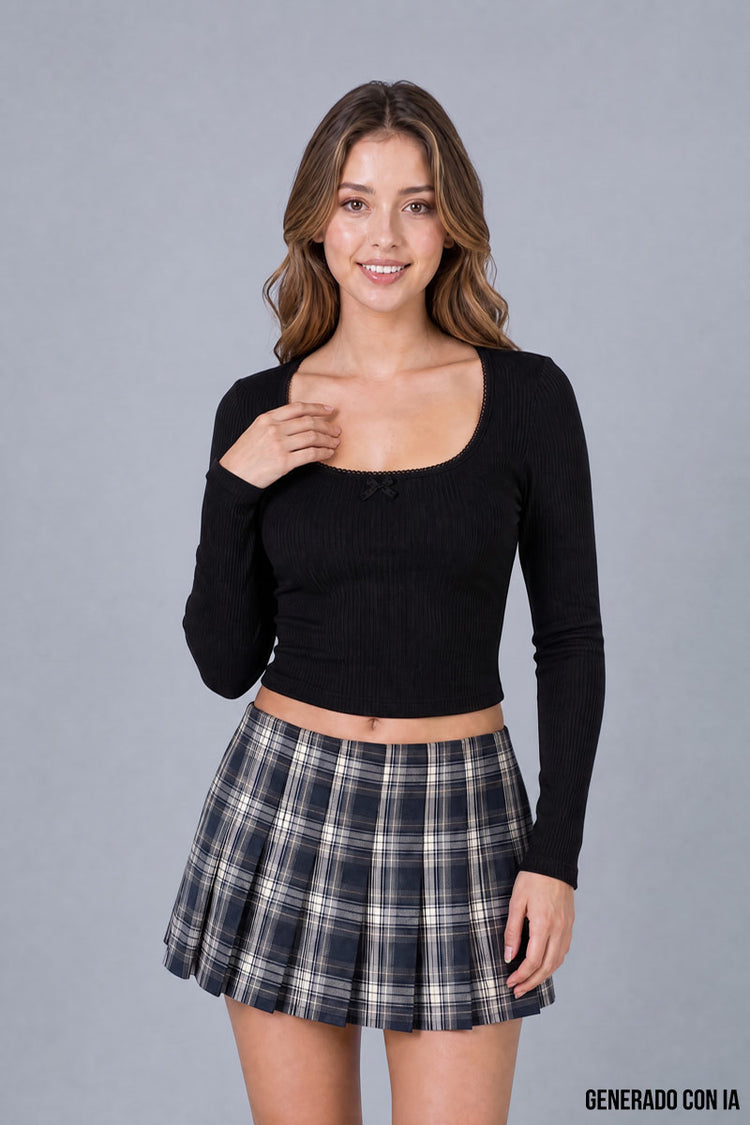 Playera manga larga con moño