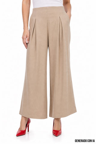 Pantalón ancho con pinzas y bolsas