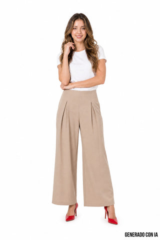 Pantalón ancho con pinzas y bolsas