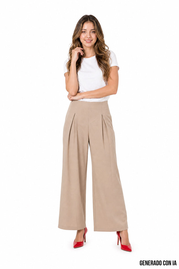 Pantalón ancho con pinzas y bolsas