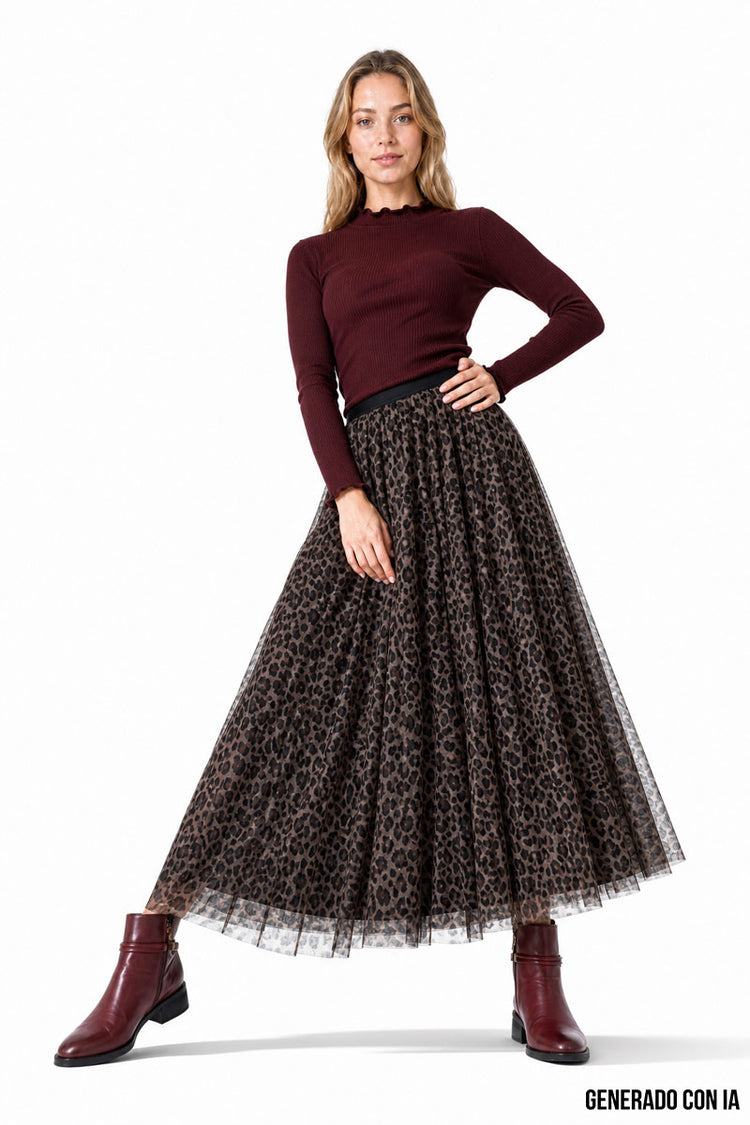 Falda maxi animal print