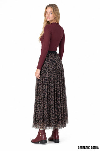 Falda maxi animal print