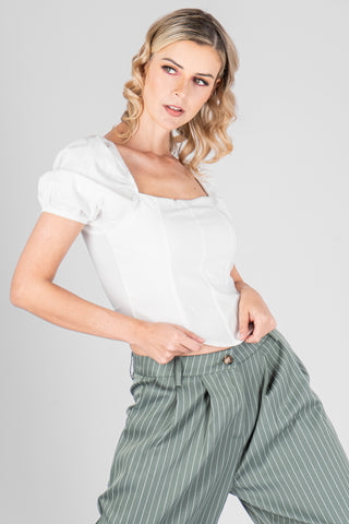 Blusa manga corta abullonada look corset (7452390260778)