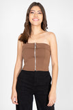 Blusa strapless con cierre