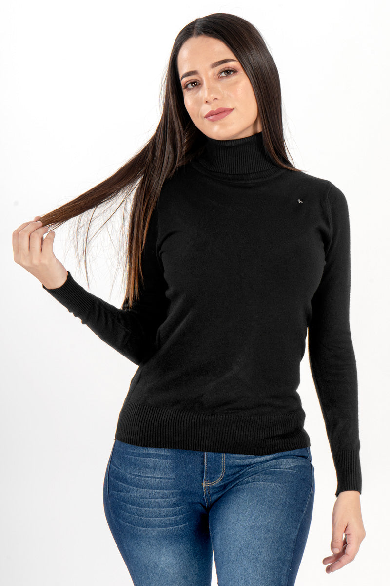Suéter básico con cuello alto (4588499009578)